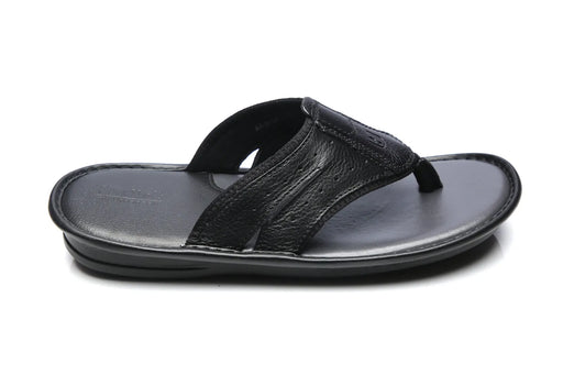 Black online leather slippers